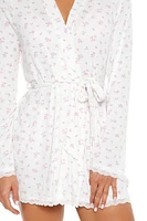 Lace-Trim Floral Tie-Waist Robe