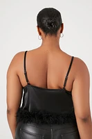 Plus Feather-Trim Cami