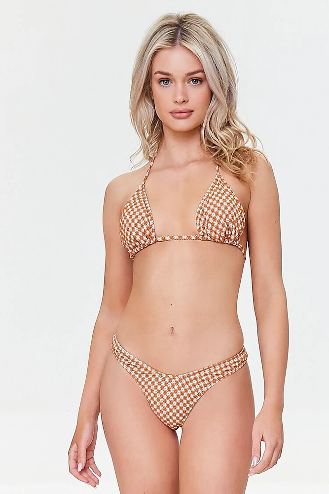 Plaid Low-Rise Bikini Bottoms