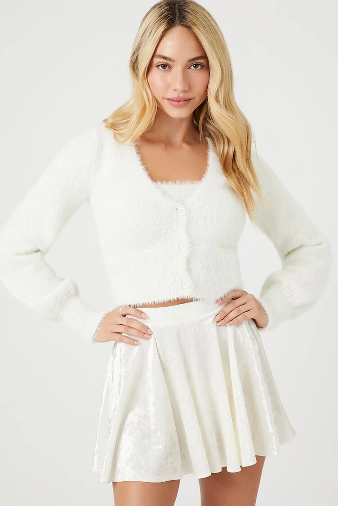 Fuzzy Cami & Cardigan Sweater Set