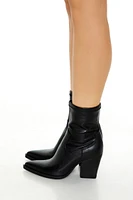 Faux Leather Pointed-Toe Booties