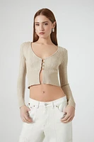 Ribbed Cropped Cardigan Sweater