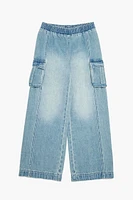 Girls Wide-Leg Cargo Jeans (Kids)