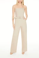 Strapless Belted Denim Jumpsuit