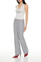 Striped Mid-Rise Trouser Pants