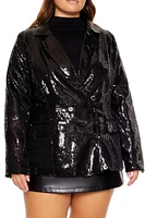 Plus Sequin Notched Blazer