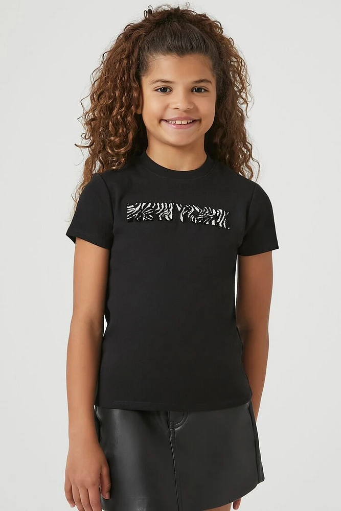 Girls Zebra New York Tee (Kids)