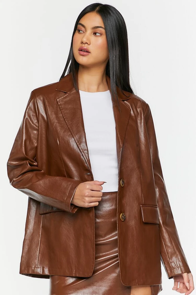 Faux Leather Blazer