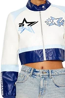 Faux Leather Star Moto Jacket