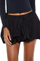 Poplin Bubble-Hem Mini Skirt