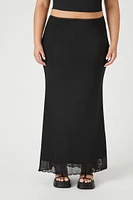 Plus Mesh Lettuce-Edge Maxi Skirt