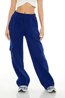 Fleece Wide-Leg Cargo Sweatpants