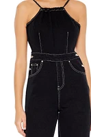 Denim Open-Back Cami Jumpsuit