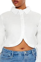 Plus Notched Cropped Shirt