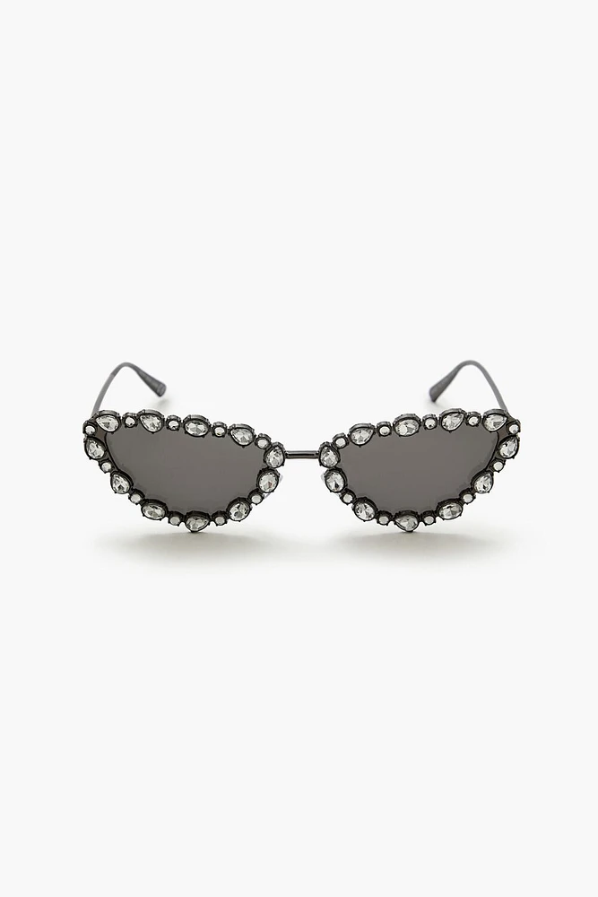 Faux Gem Cat-Eye Sunglasses