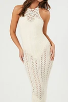 Sheer Crochet Halter Midi Dress