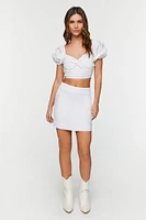 Linen-Blend Crop Top & Mini Skirt Set