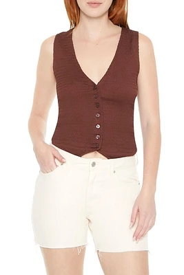 Textured Button-Front Top