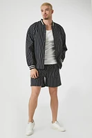 Pinstriped Drawstring Shorts