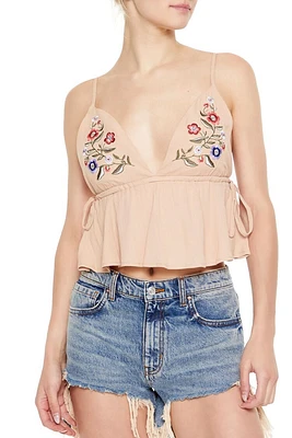 Floral Embroidered Cropped Cami