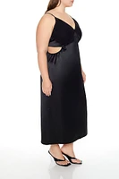 Plus Satin Cutout Midi Dress