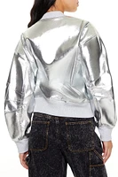 Metallic Zip-Up Bomber Jacket