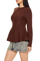 Peplum Round-Neck Sweater