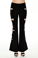 Floral Cutout Flare Pants