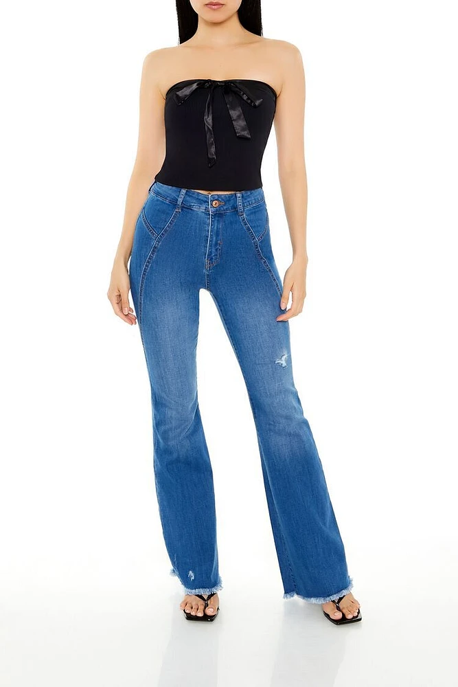 Frayed High-Rise Flare Jeans