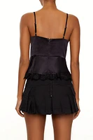 Satin Sweetheart Flounce Cami