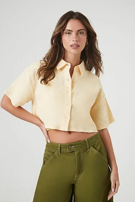 Cropped Gauze Floral Shirt