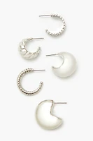 Twisted & Etched Hoop Earring Set