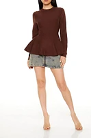 Peplum Round-Neck Sweater