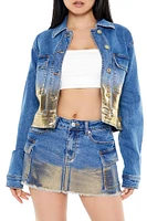 Metallic Cropped Denim Jacket