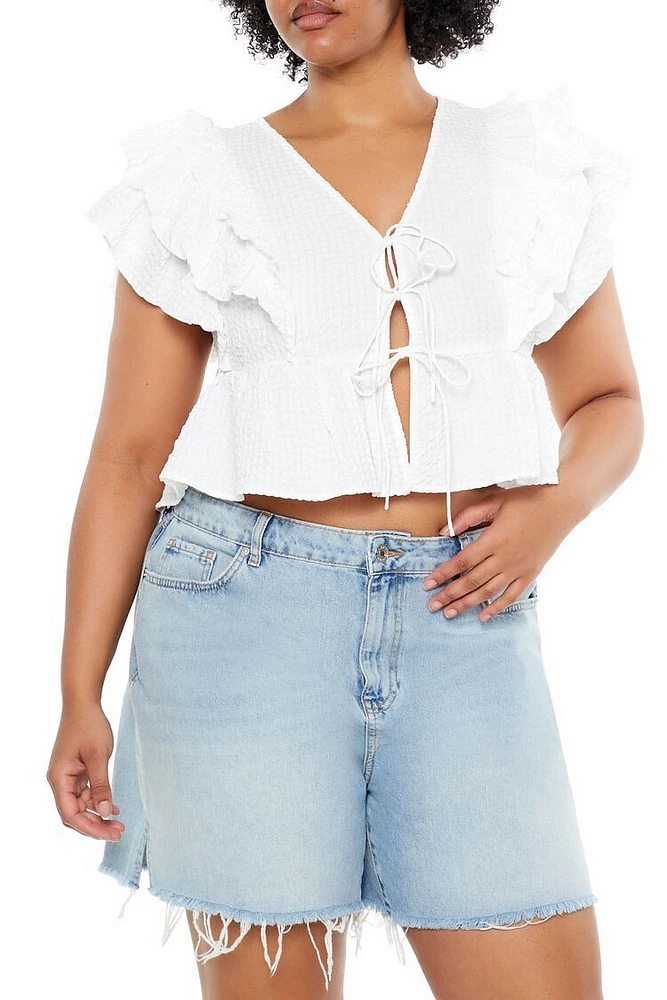 Plus Ruffle-Trim Crop Top