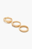 Wavy Rhinestone Ring Set
