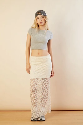 Lace Column Maxi Slit Skirt