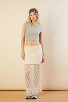 Lace Column Maxi Slit Skirt