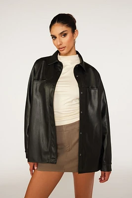 Faux Leather Shacket