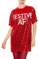 Sequin Festive AF T-Shirt Dress