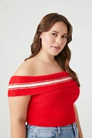 Plus Sweater-Knit Off-the-Shoulder Top