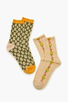 Floral Crew Sock Set - 2 pack