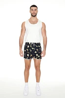 Short Inseam Drink Print Swim Trunks