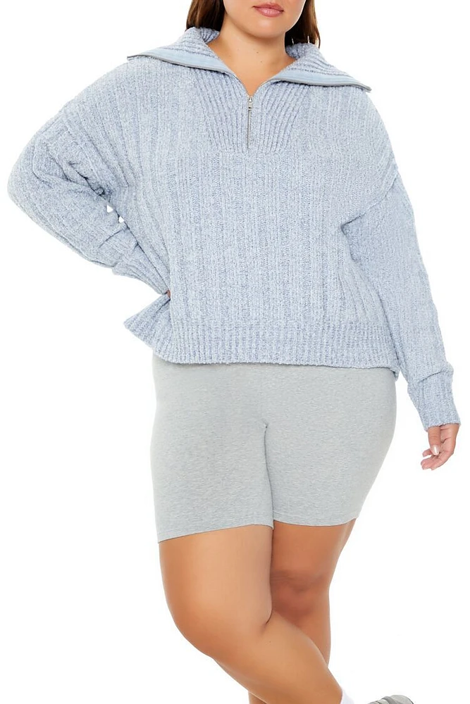 Plus Marled Half-Zip Sweater