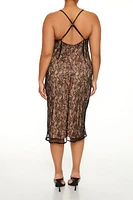 Plus Ruffle Lace Midi Dress