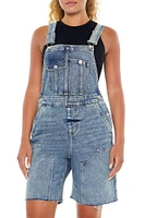 Raw-Cut Denim Overall Shorts