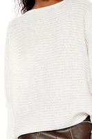 Ribbed Dolman-Sleeve Sweater