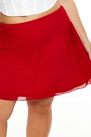 Plus Mesh Bow Mini Skirt