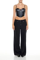 Faux Leather Cutout Bustier Top