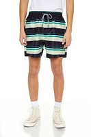 Striped Drawstring Swim Trunks